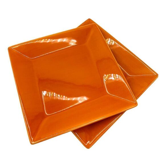 Tabletops Unlimited “Caracas” Bowl (2)Corsica “Clementine” Square Dinner Plates - Picture 6 of 16